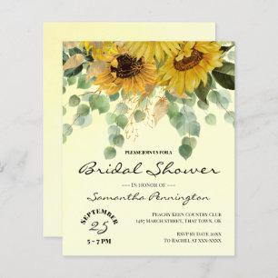 Sunflower Bouquet Bridal Shower Budget Invitation