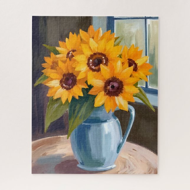 Sunflower Bouquet Floral Watercolor Painting Jigsaw Puzzle (Vertical)