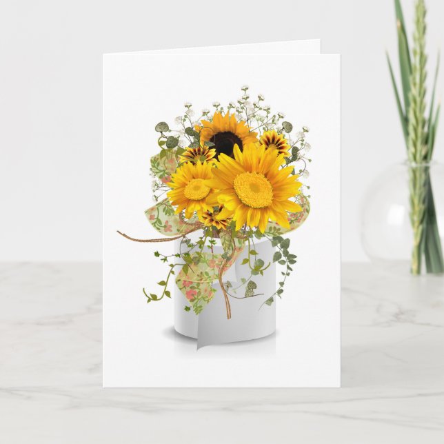 sunflower bouquet in toilet paper roll birthday card (Front)