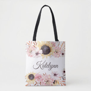 Sunflower Bouquet Personalised Tote Bag