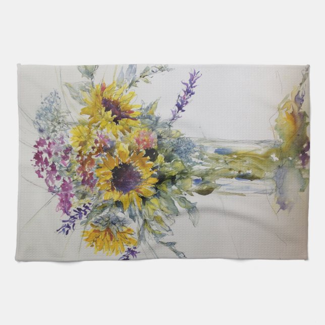 Sunflower bouquet tea towel (Horizontal)