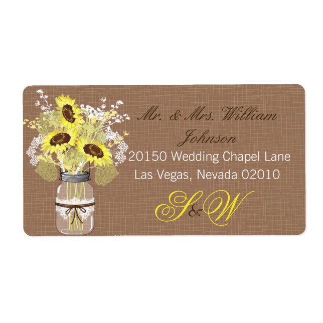 Sunflower Bouquet Wedding Label (Front)