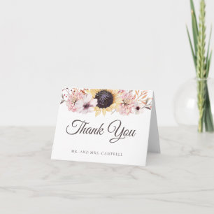 Sunflower Bouquet Wedding Thank You Card