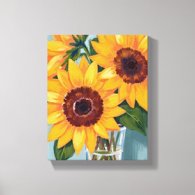 Sunflower Bouquet | Yellow Watercolor Floral Canvas Print (Front)