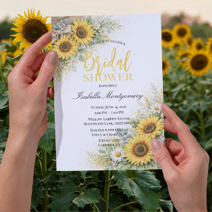 Sunflower Bouquets Bright Bridal Shower Invitation