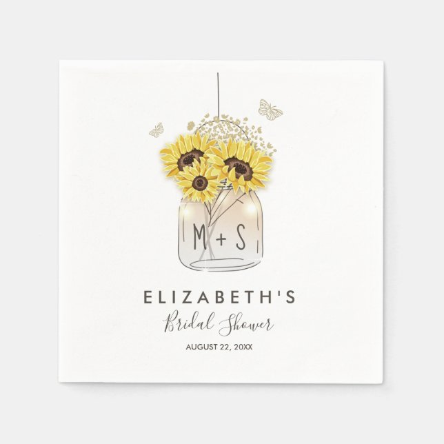 Sunflower Bridal Paper Napkins Country Wedding (Front)
