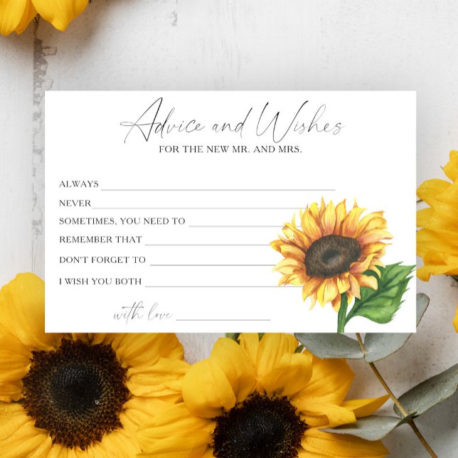 Sunflower Bridal Shower Advice and Wishes Stationery (Creator Uploaded)