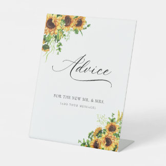 Sunflower Bridal Shower Advice Sign
