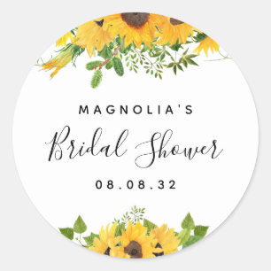 Sunflower Bridal Shower  Classic Round Sticker