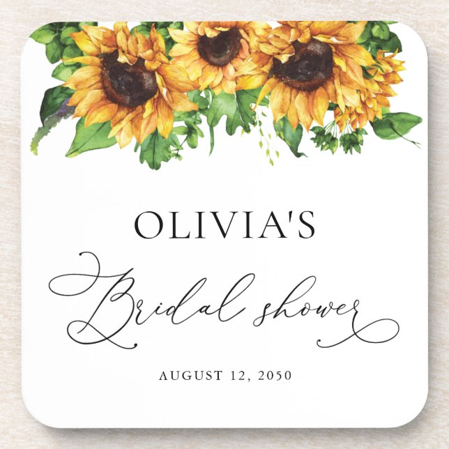 Sunflower Bridal Shower Coasters (Front)