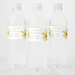 Sunflower Bridal Shower Couples Wedding Water Bottle Label