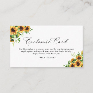 Sunflower Bridal Shower Enclosure Card