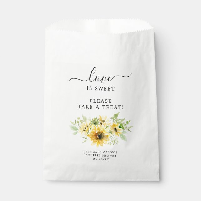 Sunflower Bridal Shower Favour Bag Love is Sweet (Front)
