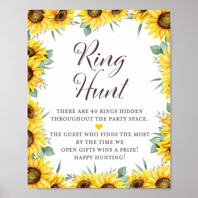 Sunflower Bridal Shower Game Sign (Front)