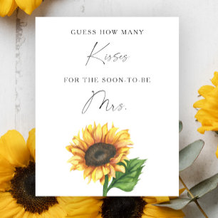 sunflower bridal shower - How many kisses game Poster