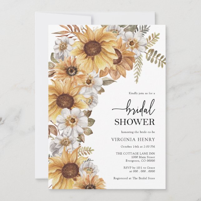 Sunflower Bridal Shower Invitation (Front)