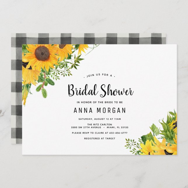 Sunflower Bridal Shower Invitation (Front/Back)
