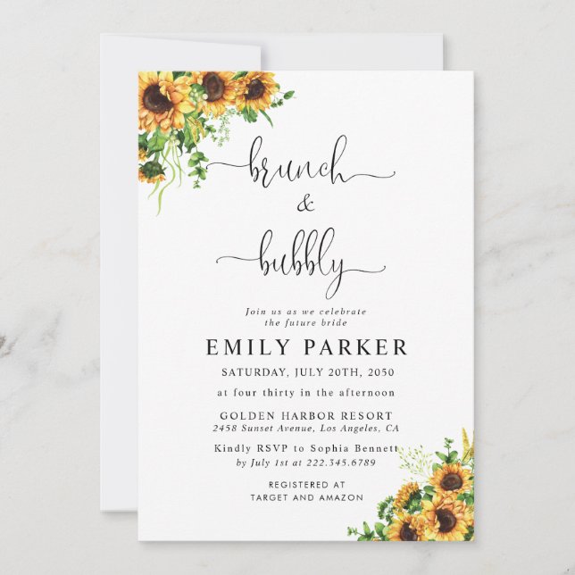 Sunflower Bridal Shower Invitation (Front)