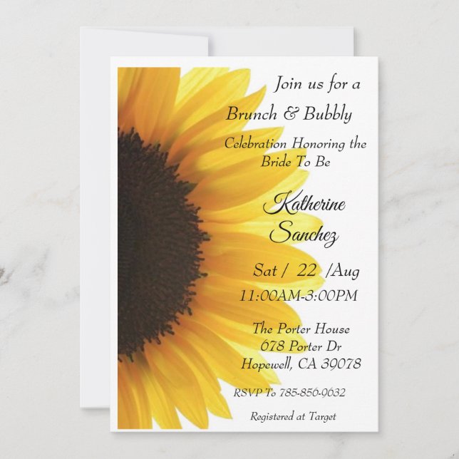 Sunflower Bridal Shower Invitation (Front)