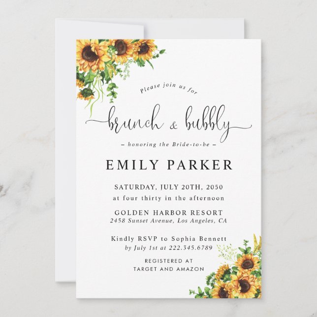 Sunflower Bridal Shower Invitation (Front)