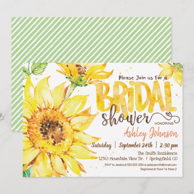Sunflower Bridal Shower invitation (Front/Back)