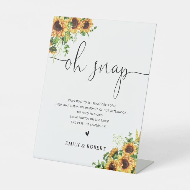 Sunflower Bridal Shower Oh Snap Sign (Front)
