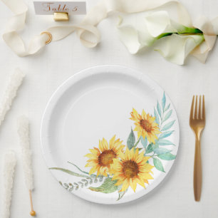 Sunflower bridal shower paper plate