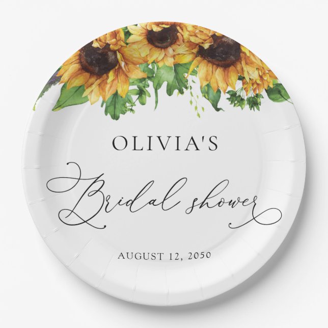 Sunflower Bridal Shower Paper Plate (Front)