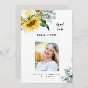 Sunflower Bridal Shower Photo Eucalyptus Invitation