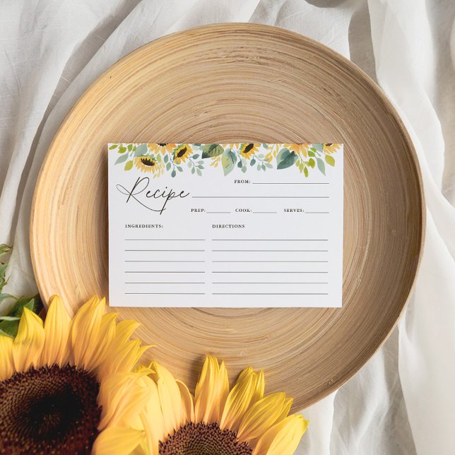 Sunflower Bridal Shower Recipe Card (Creator Uploaded)
