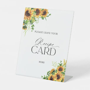 Sunflower Bridal Shower Recipe Card Sign