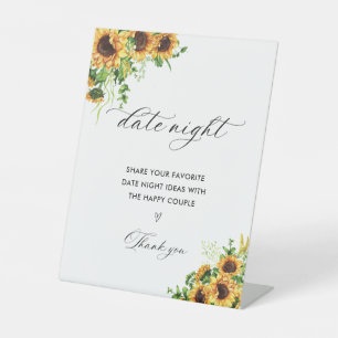 Sunflower Bridal Shower Recipe Card Sign