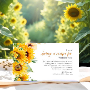 Sunflower Bridal Shower Recipe Request Card