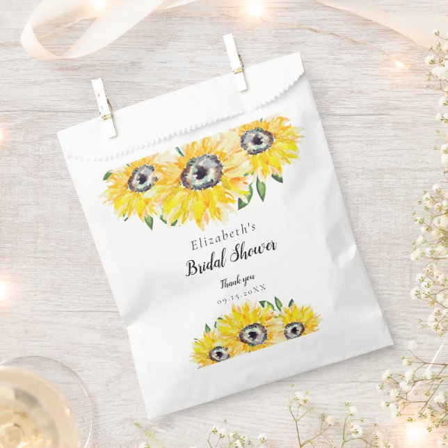 Sunflower Bridal Shower Rustic Floral  Favour Bags (Clipped)