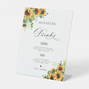 Sunflower Bridal Shower Signature Drinks Sign