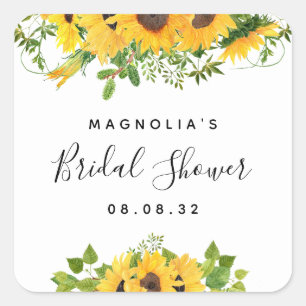 Sunflower Bridal Shower Square Sticker