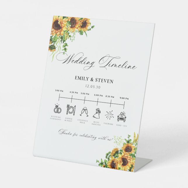 Sunflower Bridal Shower Timeline Sign (Front)