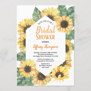 Sunflower Bridal Shower Watercolor Invitation