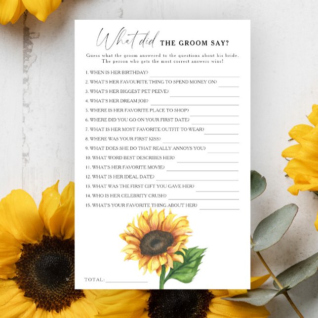 Sunflower bridal shower What did the groom say  (Creator Uploaded)