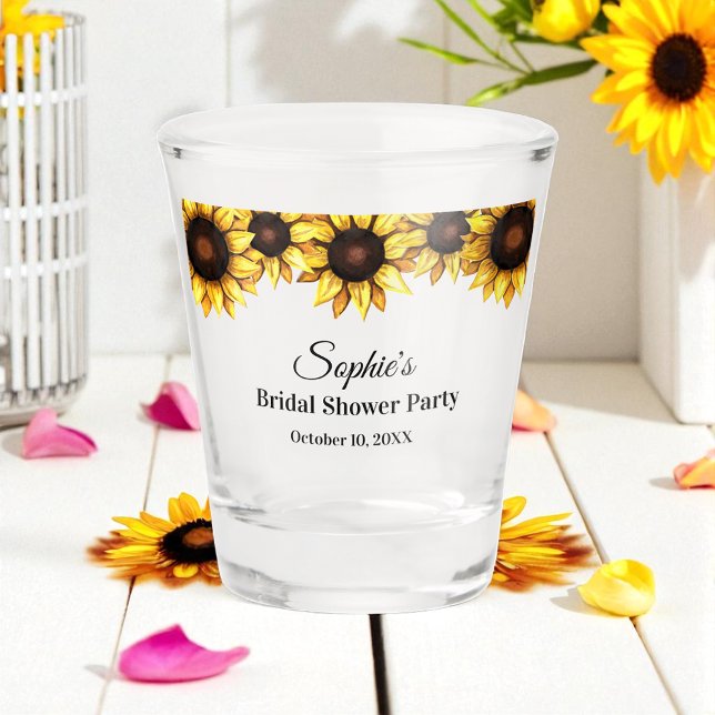 Sunflower Bridal Shower Yellow White Floral Shot Glass (Creator Uploaded)