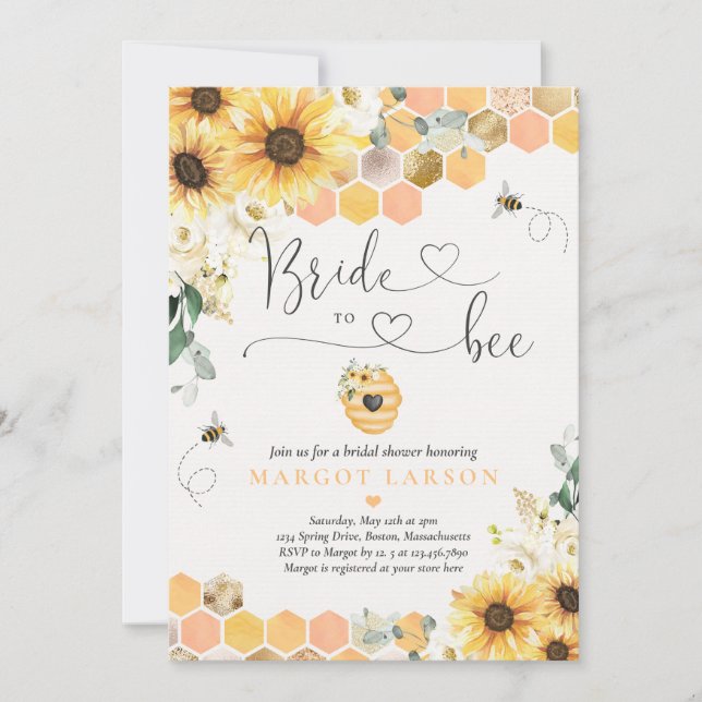 Sunflower Bride To Bee Bridal Shower  Invitation (Front)