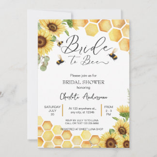 Sunflower Bride to Bee Rustic Bridal Wedding Invitation