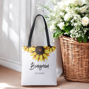 Sunflower Bridesmaid Wedding Floral     Tote Bag