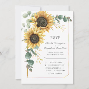 Sunflower Bright Botanical Wedding RSVP Card