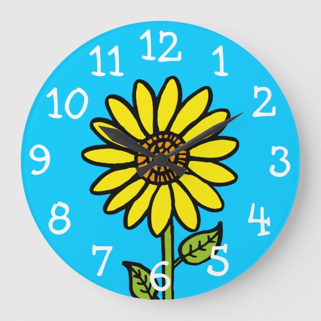 Sunflower Bright Colourful Fun Large Clock (Front)