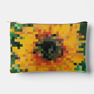 Sunflower Bright Floral Pixel Art Accessory Pouch