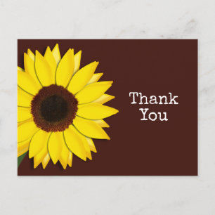 Sunflower Brown Thank You or Any Text Postcard