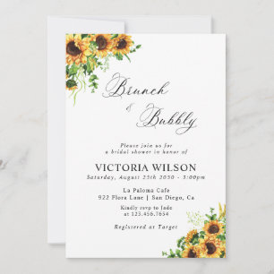 Sunflower Brunch and Bubbly Bridal Shower Invitation