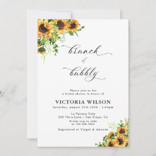 Sunflower Brunch and Bubbly Bridal Shower Invitation