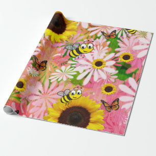 Sunflower Bumblebee Butterfly Matte Wrapping Paper